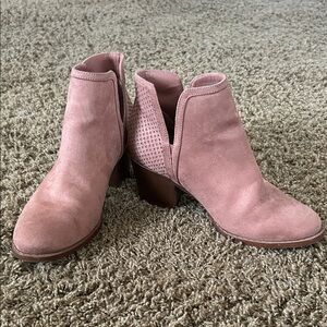 LOFT Blush Suede Ankle Booties